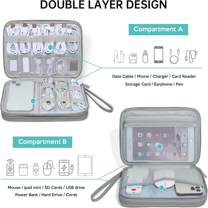 CILLA Electronics Organizer Travel, Travel Cord Organizer Case, Compact Electronics Accessories Bag for Cable, Cord, Charger, Phone - Image 3